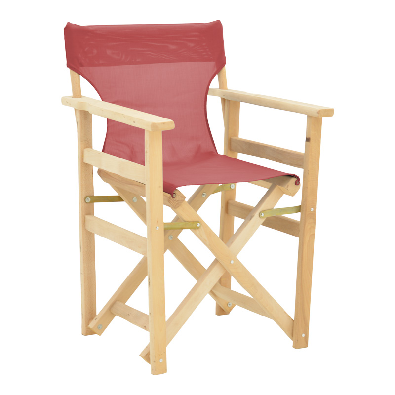 Καρέκλα-Πολυθρόνα Σκηνοθέτη Kompa Pakoworld Μασίφ Ξύλο Οξιάς Σε Απόχρωση Άβαφου Ξύλου Με Μπορντό Πανί