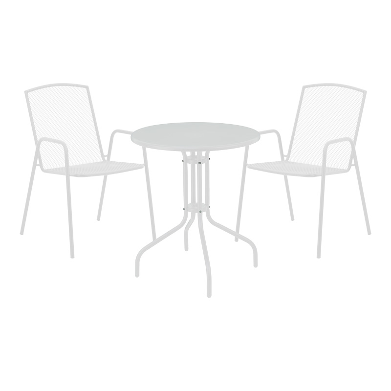 Τραπεζαρία Vergo-Pomedon Pakoworld Σετ 3Τεμ Μέταλλο Σε Λευκή Απόχρωση