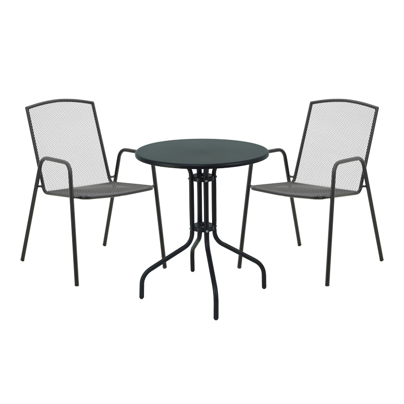 Τραπεζαρία Vergo-Pomedon Pakoworld Σετ 3Τεμ Μέταλλο Σε Μαύρη Απόχρωση