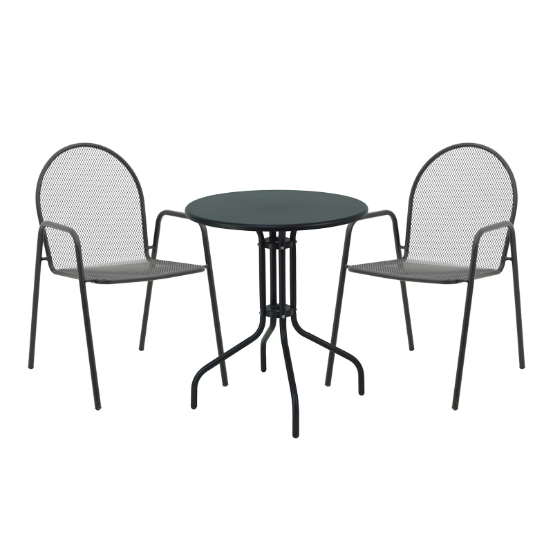 Τραπεζαρία Vergo-Tarete Pakoworld Σετ 3Τεμ Μέταλλο Σε Μαύρη Απόχρωση