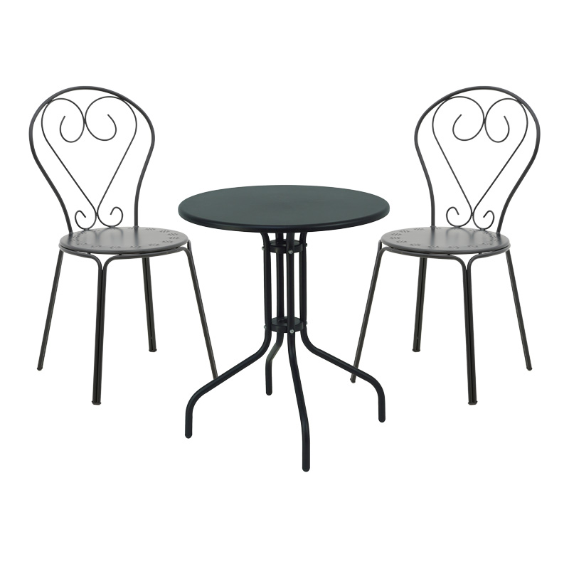 Τραπεζαρία Vergo-Chari Pakoworld Σετ 3Τεμ Μέταλλο Σε Μαύρη Απόχρωση