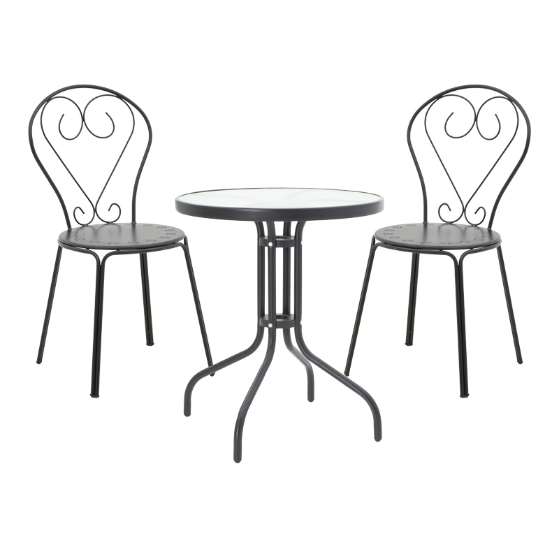 Τραπεζαρία Watson-Chari Pakoworld Σετ 3Τεμ Μέταλλο Σε Μαύρη Απόχρωση