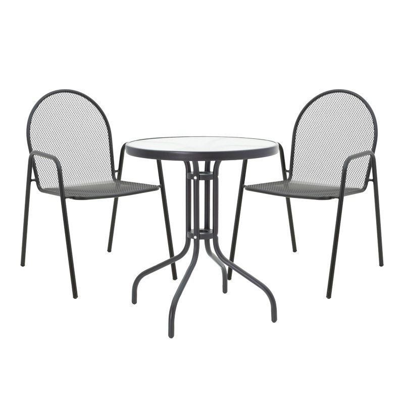 Τραπεζαρία Watson-Tarete Pakoworld Σετ 3Τεμ Μέταλλο Σε Μαύρη Απόχρωση