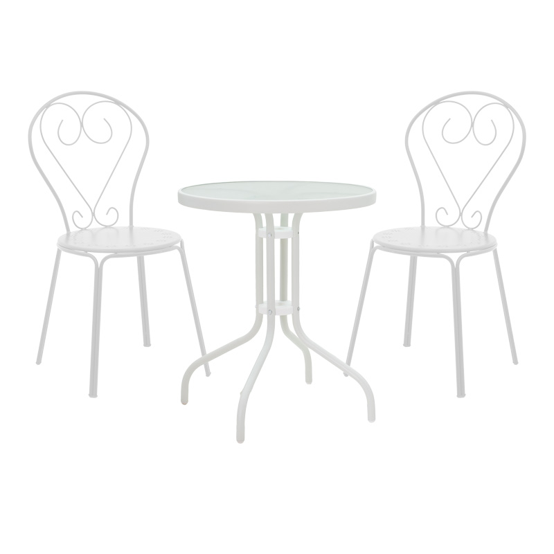 Τραπεζαρία Watson-Chari Pakoworld Σετ 3Τεμ Μέταλλο Σε Λευκή Απόχρωση