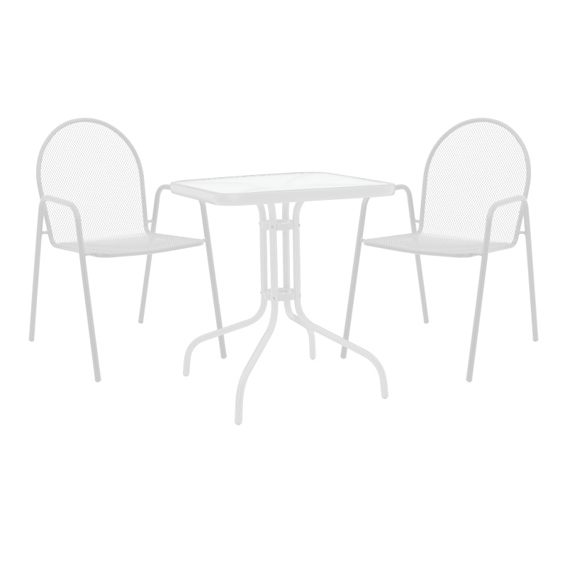 Τραπεζαρία Watson-Tarete Pakoworld Σετ 3Τεμ Μέταλλο Σε Λευκή Απόχρωση 70X70X70Εκ