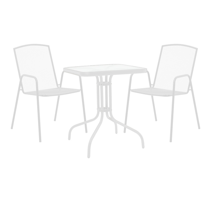 Τραπεζαρία Watson-Pomedon Pakoworld Σετ 3Τεμ Μέταλλο Σε Λευκή Απόχρωση 70X70X70Εκ