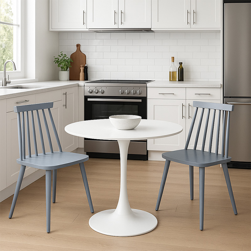 Τραπεζαρία Elijah-Aurora I Pakoworld Σετ 3Τεμ Pp Σε Λευκή-Γκρι Απόχρωση Φ60X74Εκ