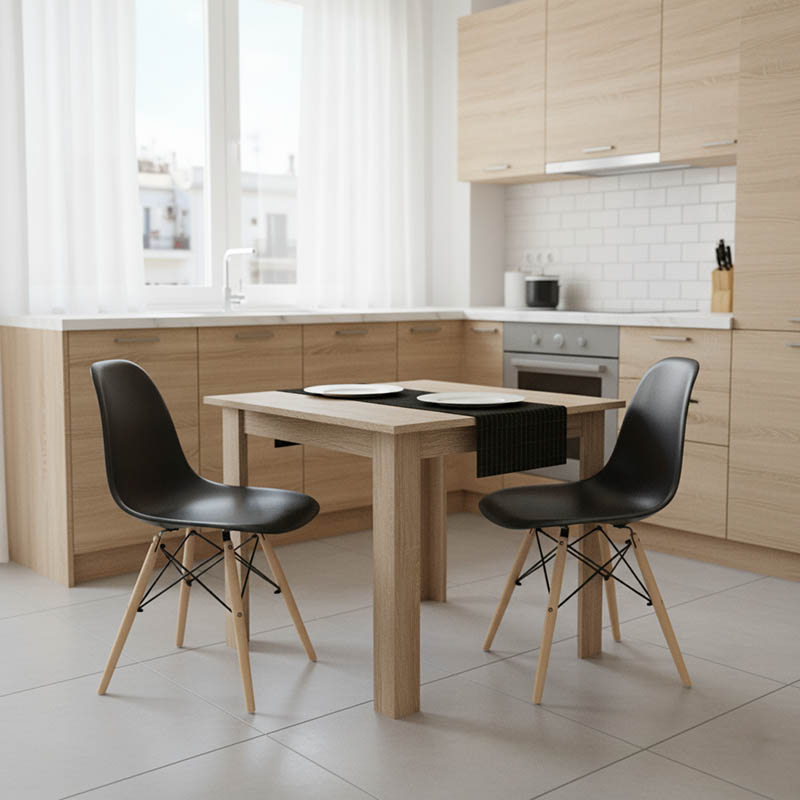 Τραπεζαρία Manka I-Julita Pakoworld Σετ 3Τεμ Σε Sonoma-Μαύρη Απόχρωση 80X80X77Εκ