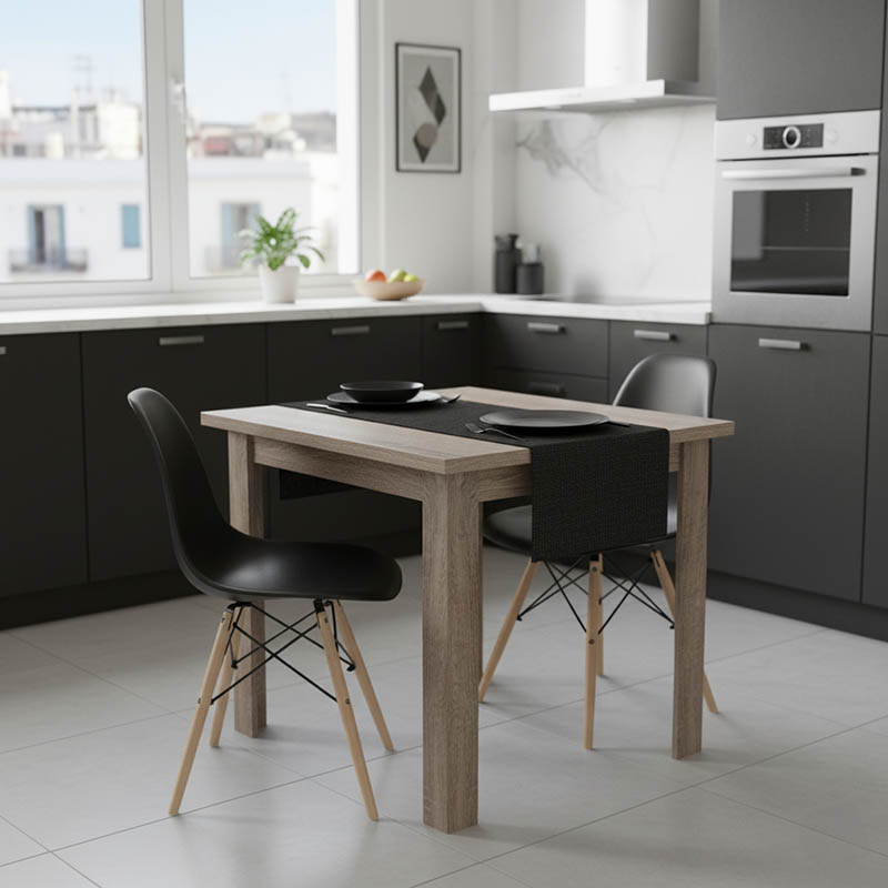 Τραπεζαρία Manka I-Julita Pakoworld Σετ 3Τεμ Σε Sonoma Truffle-Μαύρη Απόχρωση 80X80X77Εκ