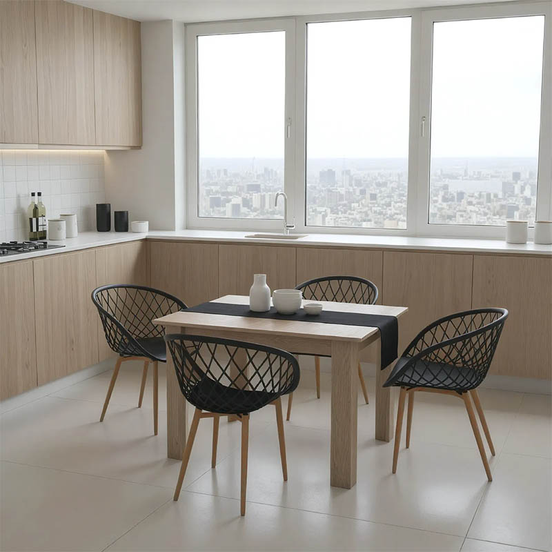 Τραπεζαρία Manka-Ezra Pakoworld Σετ 5Τεμ Σε Sonoma-Μαύρη Απόχρωση 110X80X77Εκ