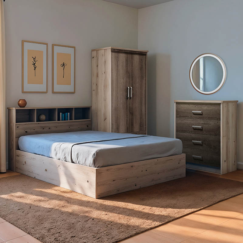 Φοιτητικό Πακέτο Επίπλων Κρεβατοκάμαρας Shade Pakoworld Σετ 3Τεμ