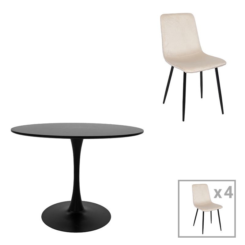 Τραπεζαρία Balou-Grato Pakoworld Σετ 5Τεμ Μπεζ Φ100X73Εκ