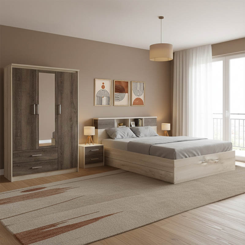 Σετ Κρεβατοκάμαρας Olympus Castillo Toro Με Κρεβάτι 160X200Εκ Σετ 4Τεμ