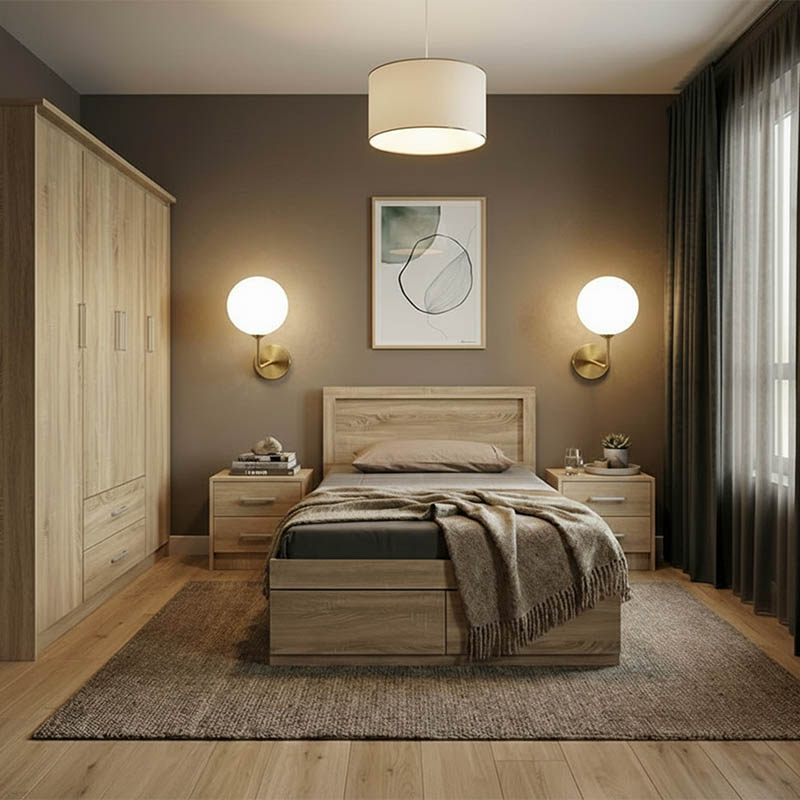 Σετ Κρεβατοκάμαρας Olympus Sonoma Με Κρεβάτι 120X200Εκ Σετ 4Τεμ