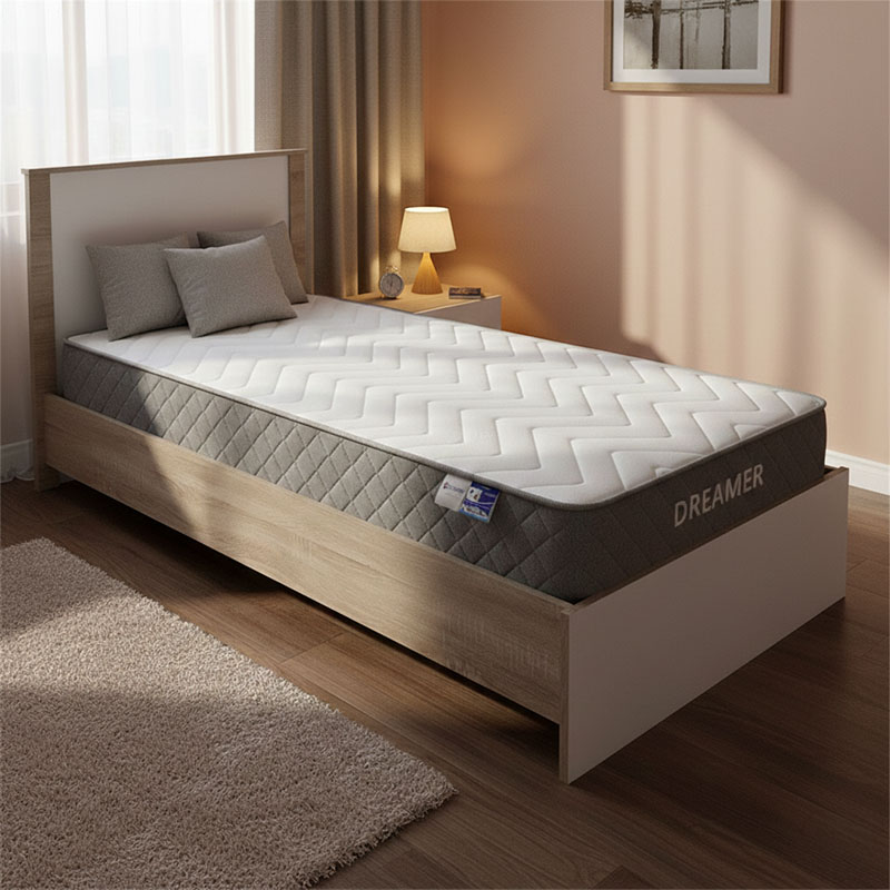 Κρεβάτι Με Στρώμα Athos-Dreamer Pakoworld Sonoma-Λευκό 90X190Εκ