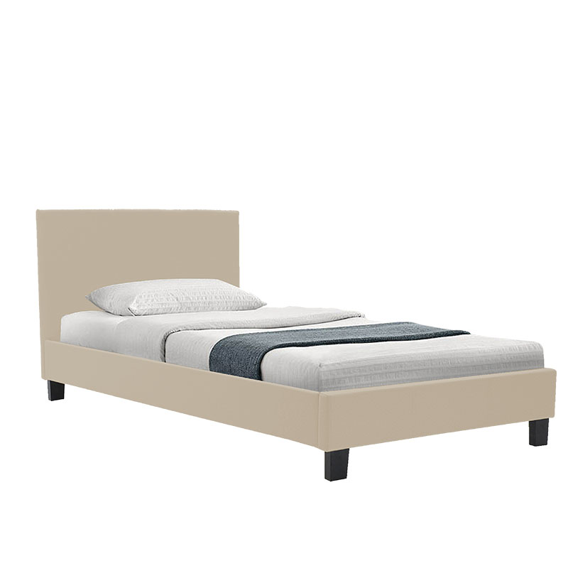 Κρεβάτι Με Στρώμα Nevil-Dreamer Pakoworld Ύφαμα Μπεζ-Μαύρο Πόδι 90X190Εκ