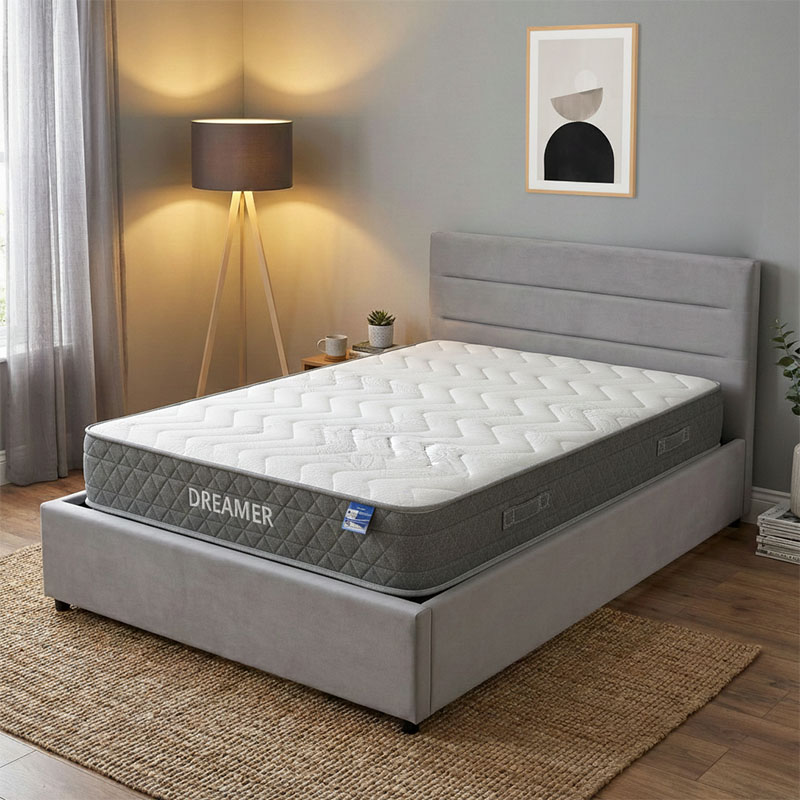 Κρεβάτι Με Στρώμα Και Αποθηκευτικό Χώρο Molito-Dreamer Pakoworld Βελούδο Γκρι 120X200Εκ