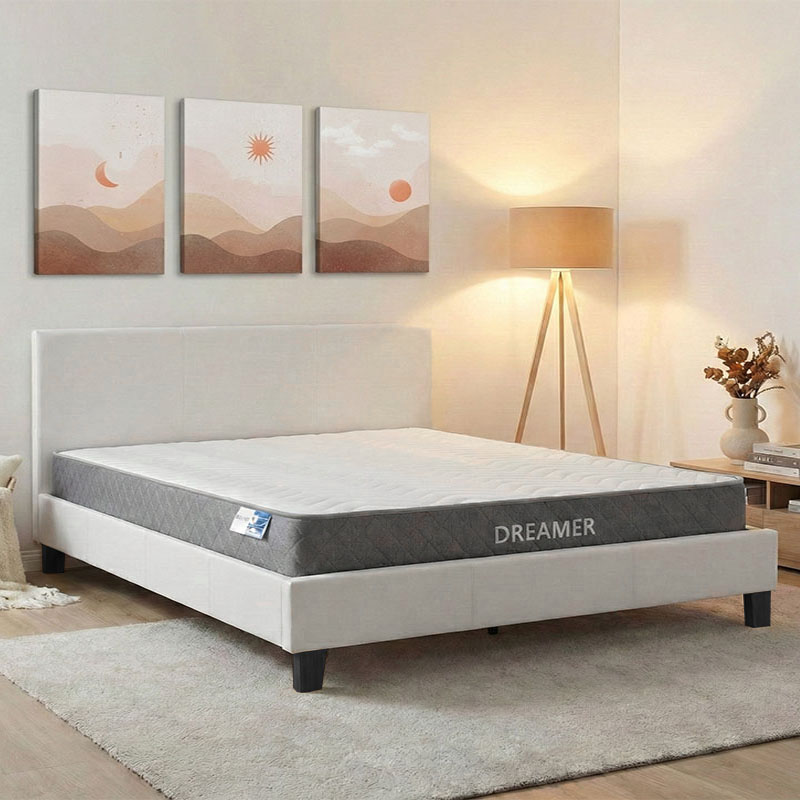 Κρεβάτι Με Στρώμα Nevil-Dreamer Pakoworld Pu Λευκό 150X200Εκ