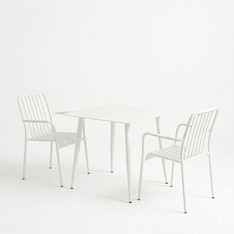 Τραπεζαρία Heven Vista Pakoworld Σετ 3Τεμ Λευκό Αλουμίνιο 80X80X72Εκ