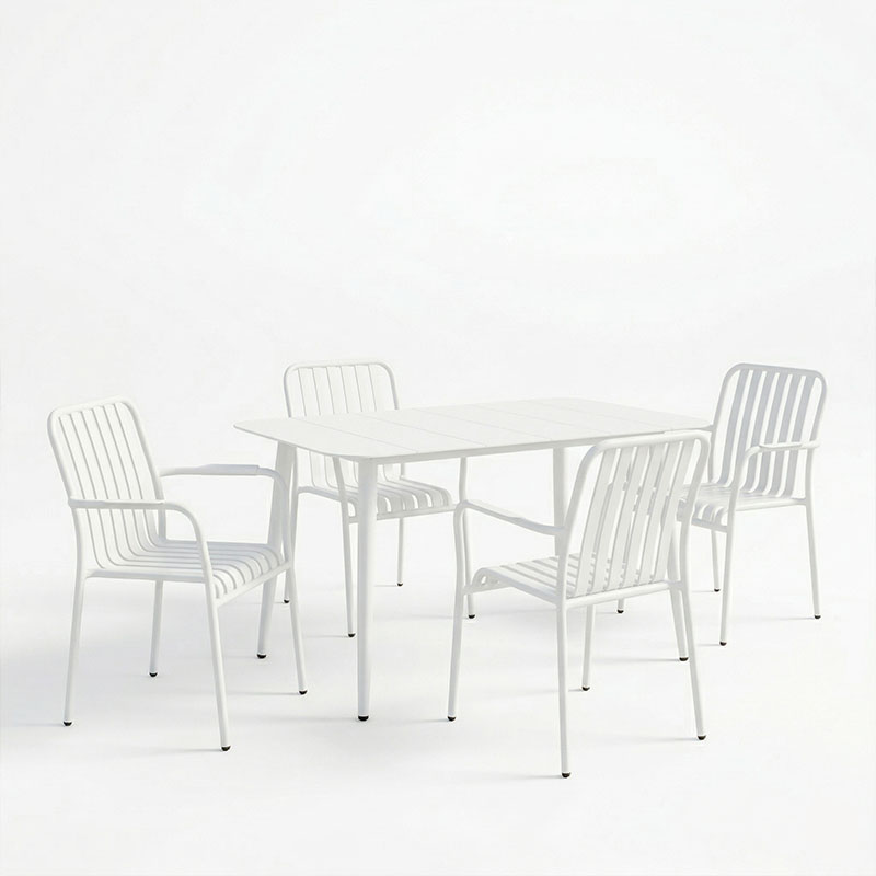 Τραπεζαρία Heven Vista Pakoworld Σετ 5Τεμ Λευκό Αλουμίνιο 120X70X72Εκ