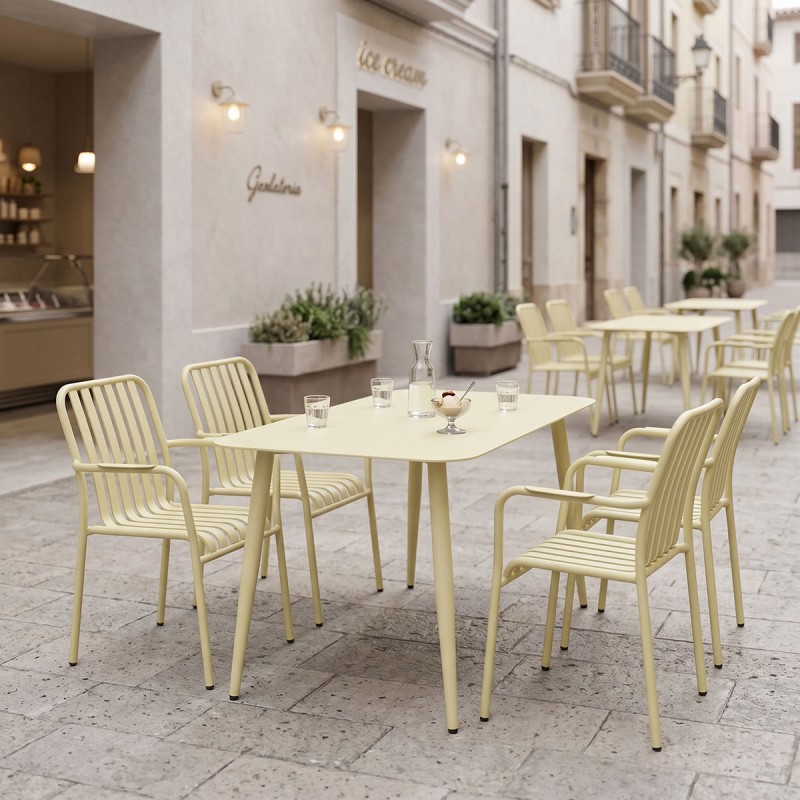 Τραπεζαρία Heven Vista Pakoworld Σετ 5Τεμ Σαμπανί Αλουμίνιο 120X70X72Εκ