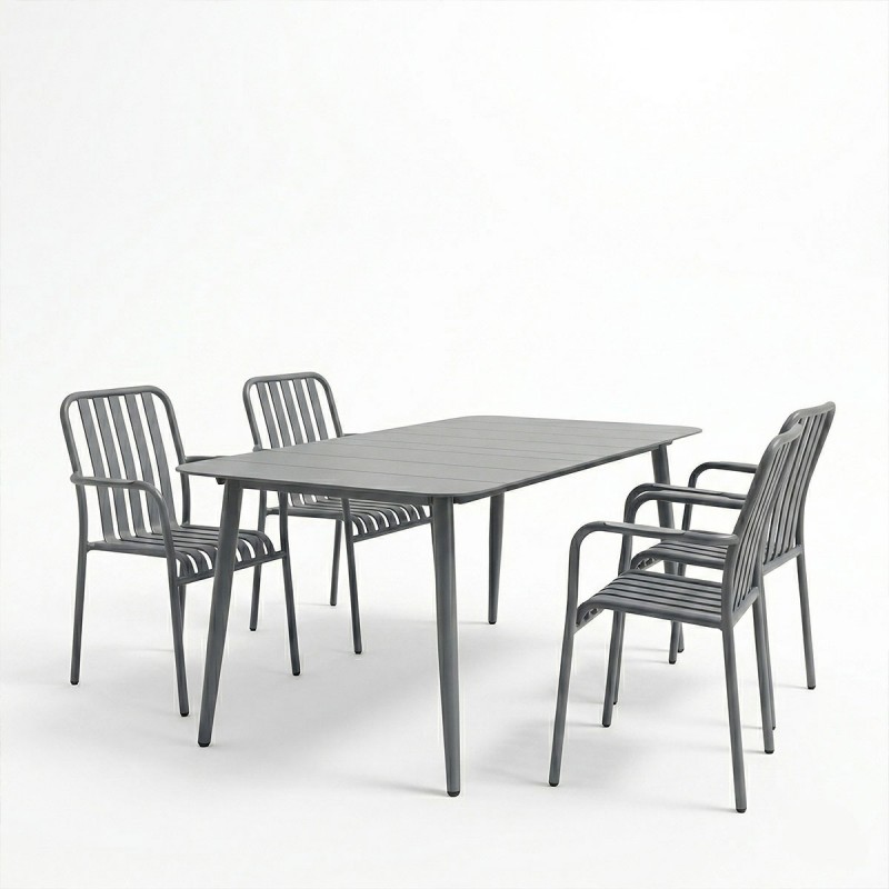 Τραπεζαρία Heven Vista Pakoworld Σετ 5Τεμ Ανθρακί Αλουμίνιο 150X80X72Εκ