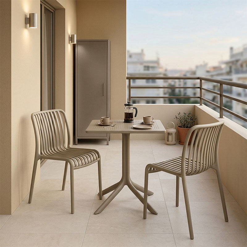 Τραπεζαρία Groovy Zoi Pakoworld Σετ 3Τεμ Cappuccino Pp 60X60X76Εκ