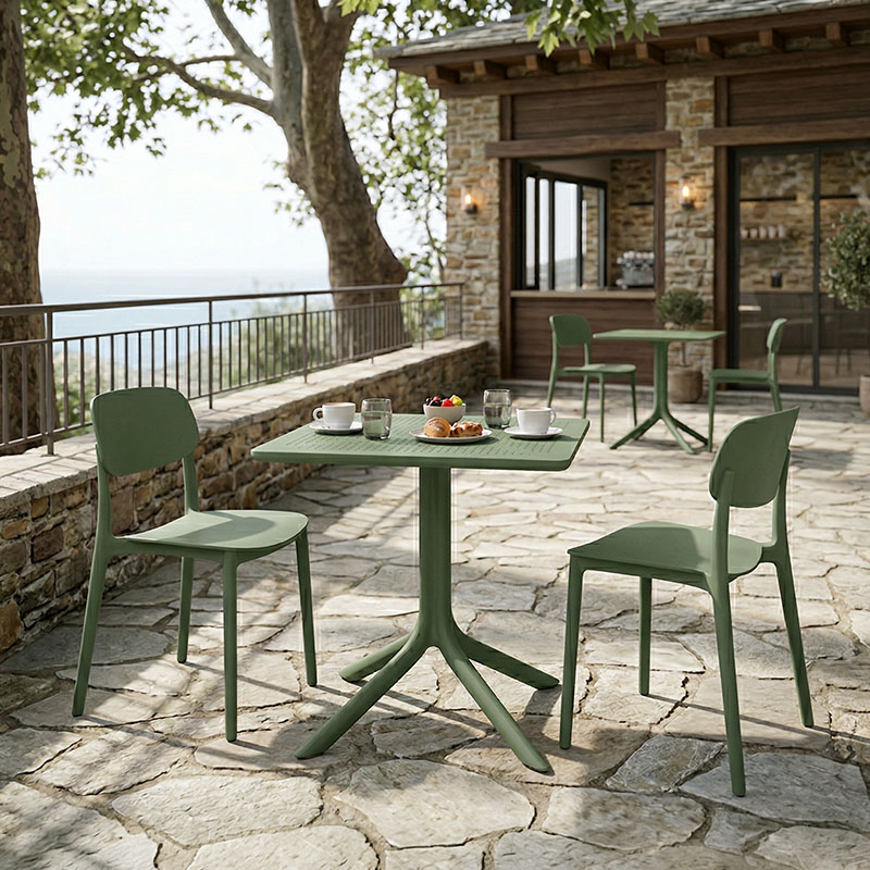 Τραπεζαρία Groovy Berdian Pakoworld Σετ 3Τεμ Σκούρο Πράσινο Pp 60X60X76Εκ