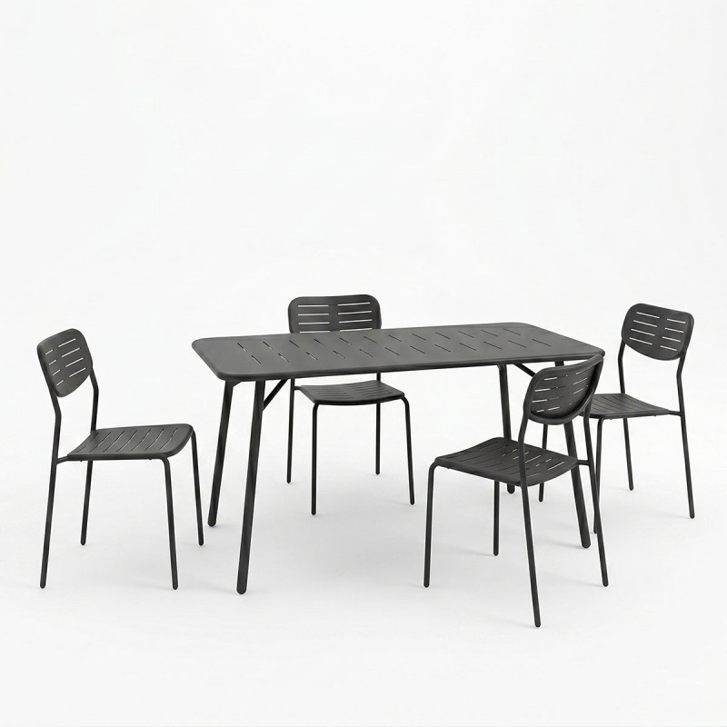 Τραπεζαρία Moraja Deraby Ι Pakoworld Σετ 5Τεμ Μαύρο Μέταλλο 140X80X72Εκ