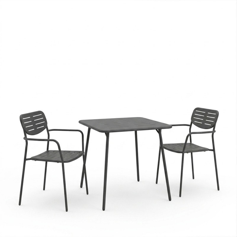 Τραπεζαρία Moraja Deraby Pakoworld Σετ 3Τεμ Μαύρο Μέταλλο 70X70X73Εκ