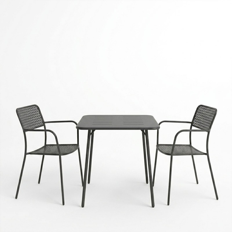 Τραπεζαρία Moraja Federal Pakoworld Σετ 3Τεμ Μαύρο Μέταλλο 70X70X73Εκ