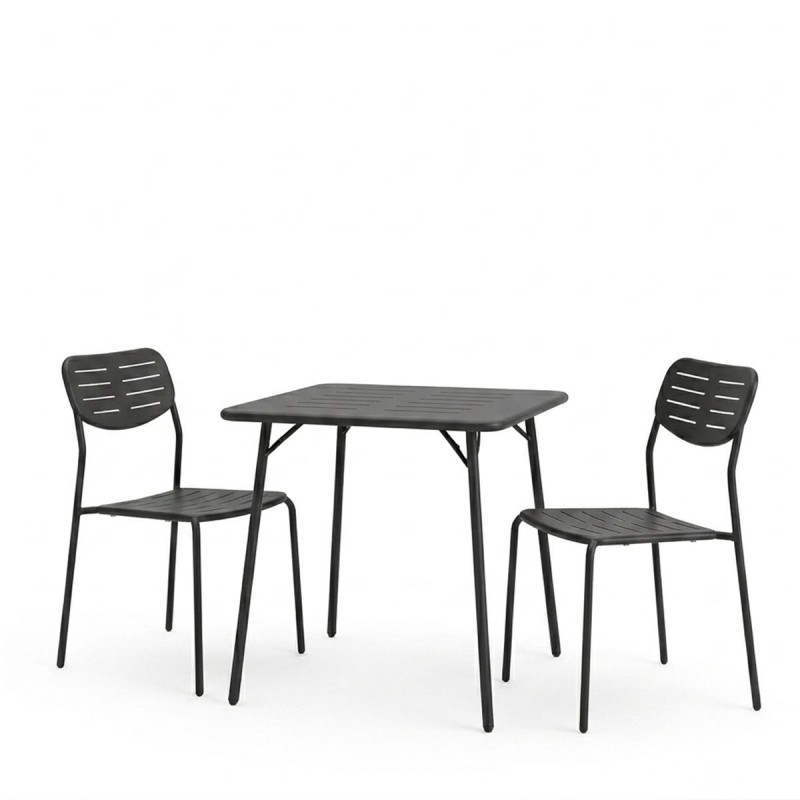 Τραπεζαρία Moraja Deraby I Pakoworld Σετ 3Τεμ Μαύρο Μέταλλο 70X70X73Εκ