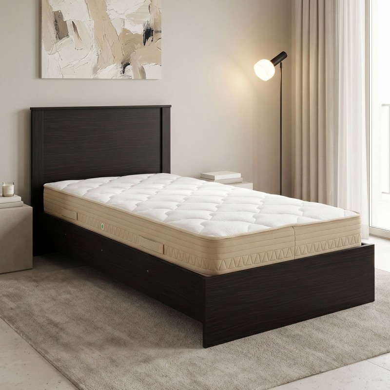 Κρεβάτι Με Στρώμα Athos Sleepy Pakoworld Wenge 90X190Εκ
