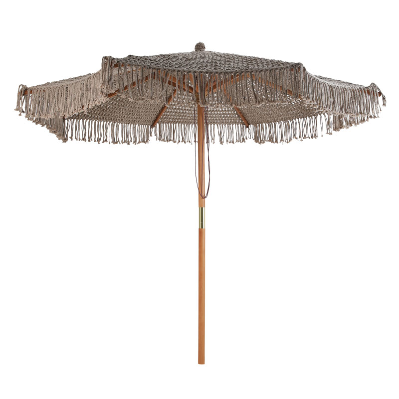 Ομπρέλα Επαγγελματική Renny Pakoworld Μπεζ Μακραμέ-Ξύλο Οξιάς Φ2.5M