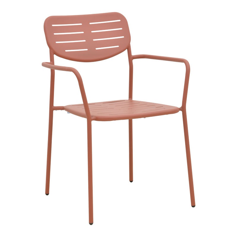 Πολυθρόνα Deraby Pakoworld Στοιβαζόμενη Terracotta Μέταλλο 56X45.5X83Εκ