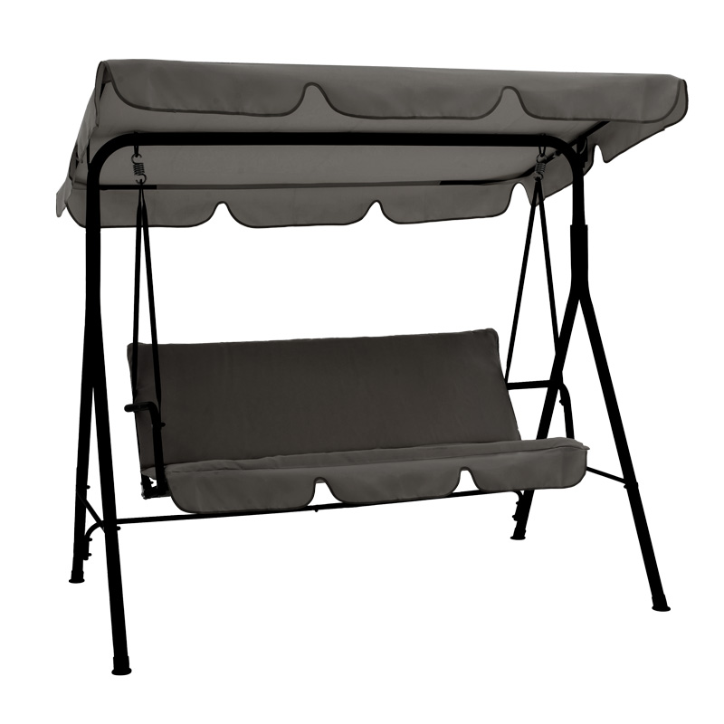 Κούνια Κήπου Globo Pakoworld Μέταλλο Μαύρο-Ύφασμα Γκρι 170X110X153Εκ