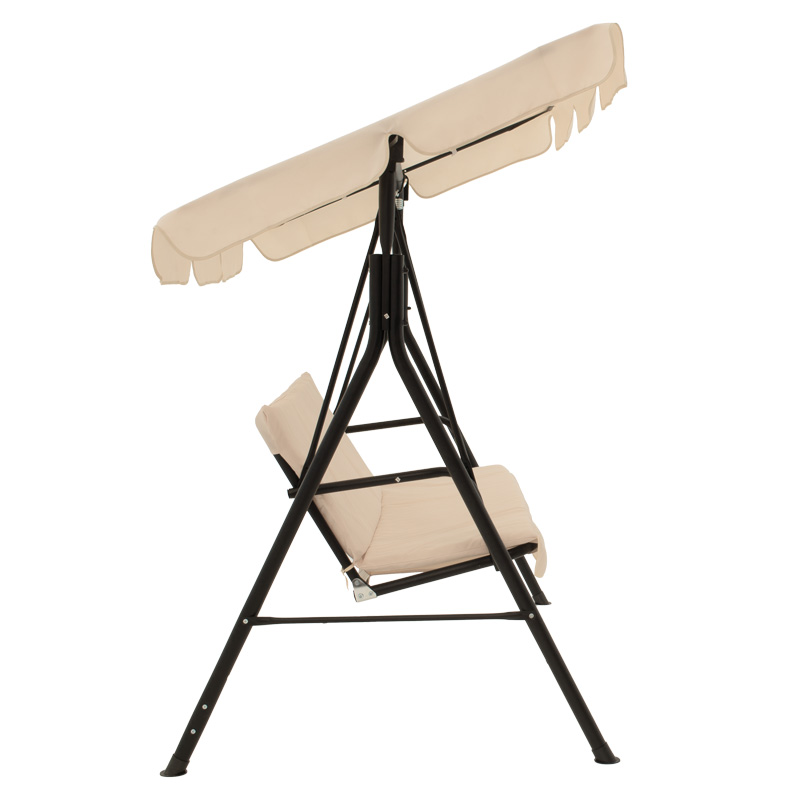 Κούνια Κήπου Globo Pakoworld Μέταλλο Μαύρο-Ύφασμα Μπεζ 170X110X153Εκ