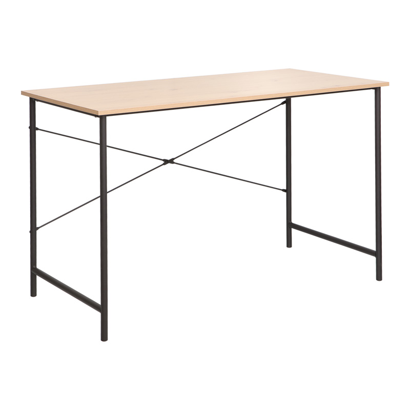 Γραφείο Εργασίας Senzia Pakoworld Σε Φυσική Απόχρωση Με Μαύρο Μέταλλο 120X60X75Εκ