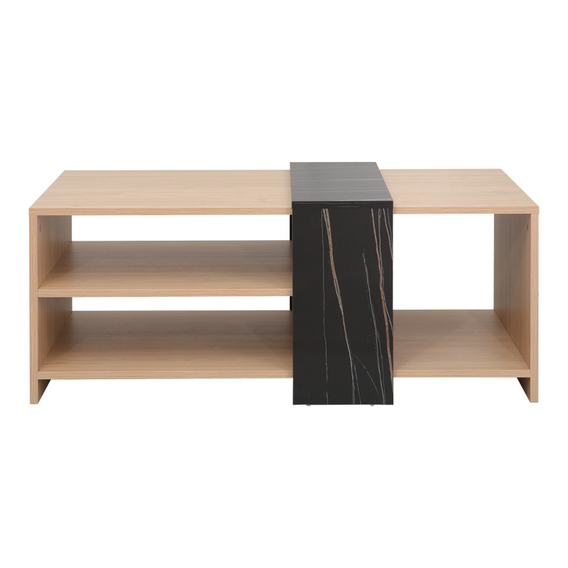 Τραπέζι Σαλονιού Cozeto Pakoworld Σε Φυσική Απόχρωση Με Όψη Μαρμάρου 100X53X41.5Εκ