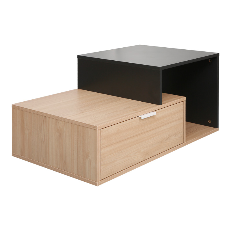 Τραπέζι Σαλονιού Vople Pakoworld Σε Φυσική Με Ανθρακί Απόχρωση 90X50X40Εκ