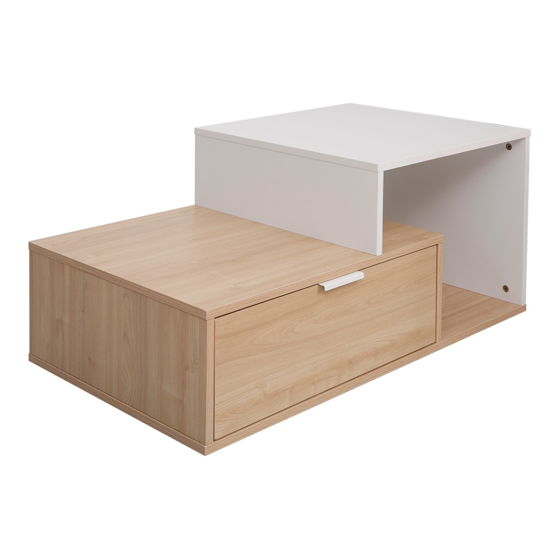 Τραπέζι Σαλονιού Vople Pakoworld Σε Φυσική-Λευκή Απόχρωση 90X50X40Εκ