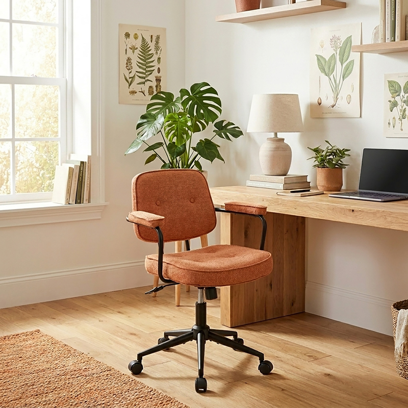 Καρέκλα Γραφείου Leberta Pakoworld Terracotta Ύφασμα 64X63,5X86-96Εκ