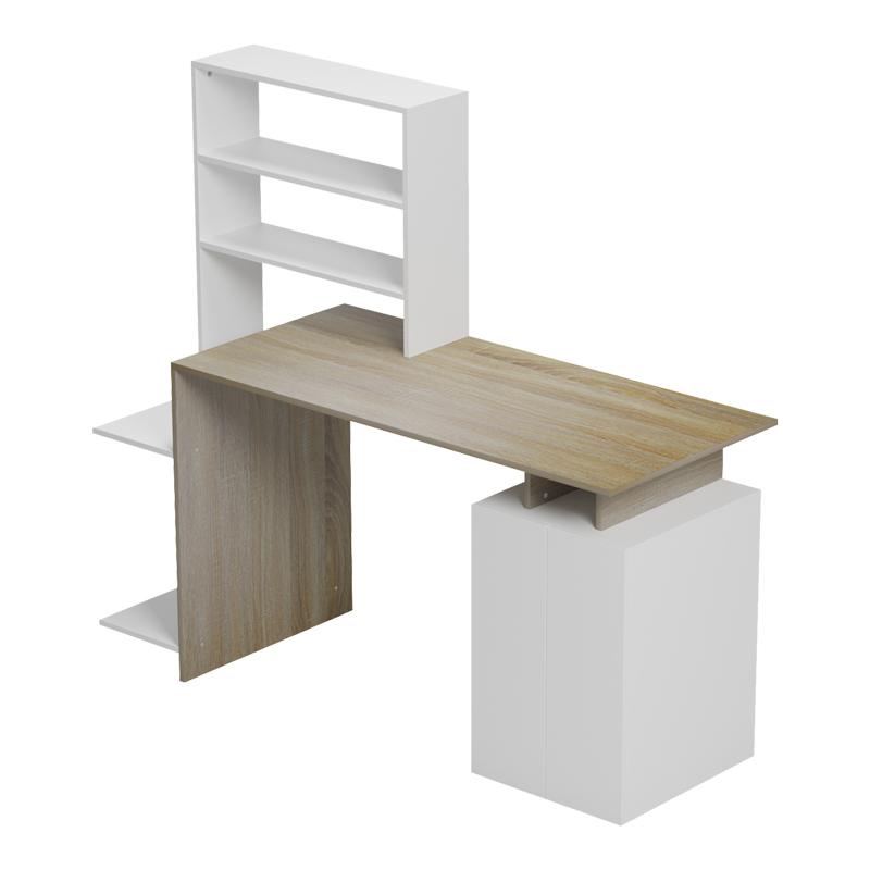 Γραφείο Με Βιβλιοθήκη Και Ντουλάπι Meza Pakoworld Sonoma-Λευκό 146.3X55X128.8Εκ