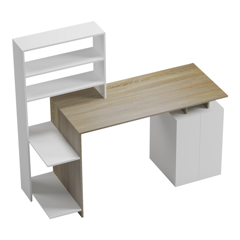 Γραφείο Με Βιβλιοθήκη Και Ντουλάπι Meza Pakoworld Sonoma-Λευκό 146.3X55X128.8Εκ