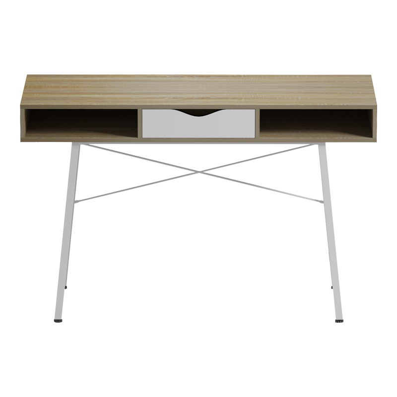 Γραφείο Εργασίας Komo Pakoworld Σε Sonoma-Λευκή Απόχρωση Με Λευκά Μεταλλικά Πόδια 120X48X76Εκ