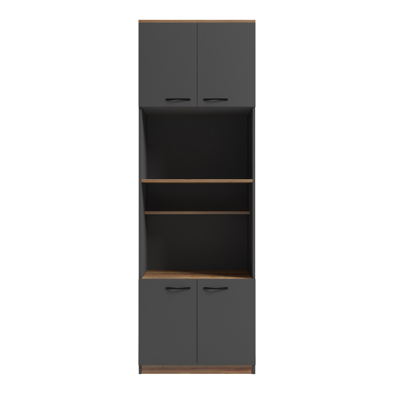 Ντουλάπα Κουζίνας Rowan Pakoworld Σε Ανθρακί-Oak Απόχρωση 60X42X182Εκ