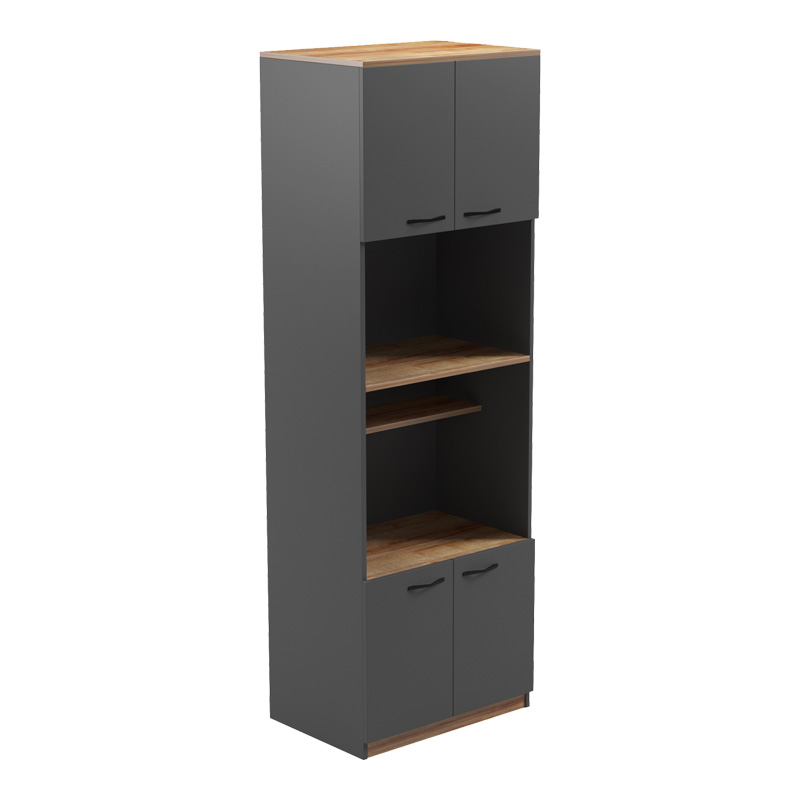 Ντουλάπα Κουζίνας Rowan Pakoworld Σε Ανθρακί-Oak Απόχρωση 60X42X182Εκ