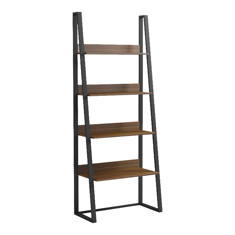 Βιβλιοθήκη-Ραφιέρα Alfa Pakoworld Καρυδι-Μαύρο Μέταλλο 75X36X185Εκ