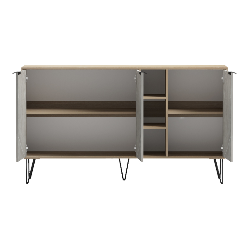 Μπουφές Balain Pakoworld Sonoma-Γκρι Μπεζ Όψη Μαρμάρου 142X35.5X83Εκ