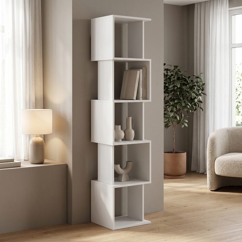 Βιβλιοθήκη Cubik Pakoworld Λευκό 35X30X161Εκ